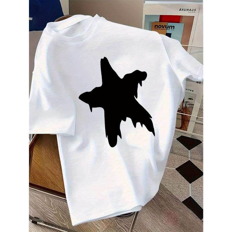 

European sizes Shark Tooth Houndstooth-like Shark Fin T-Shirt - Pink & Black Short Sleeve Summer Top with -Inspired Torii-like Shark Pattern, 164cm
