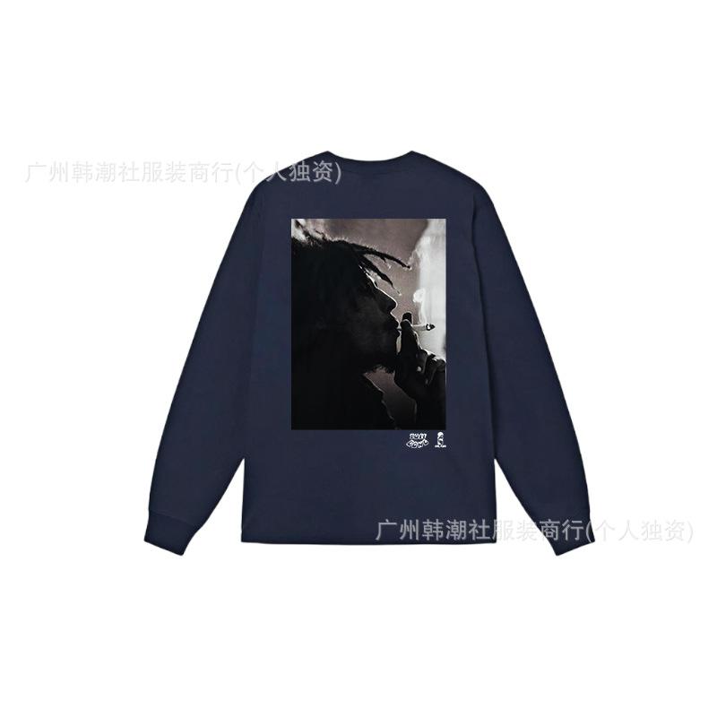 3. Cross-border Stuart long-sleeved printed t-shirt American trendy cylindrical cloth casual loose men and women the same style