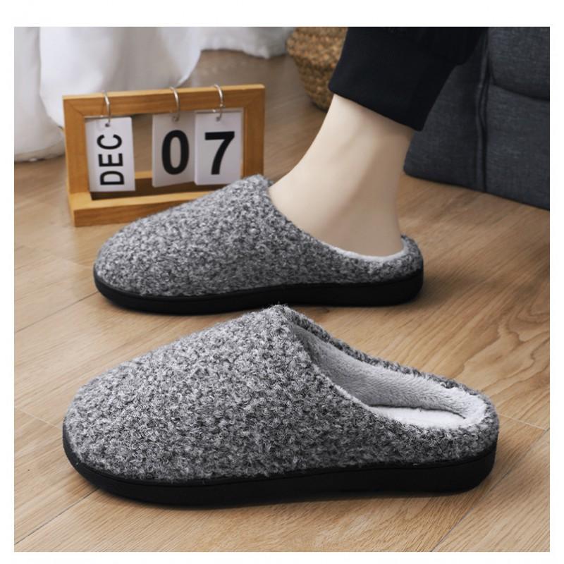 Kids Shoes Unisex Cozy Indoor Slippers Winter Warm Fleece-Lined Cotton Knit Slip-Ons With Non-Slip TPR Sole