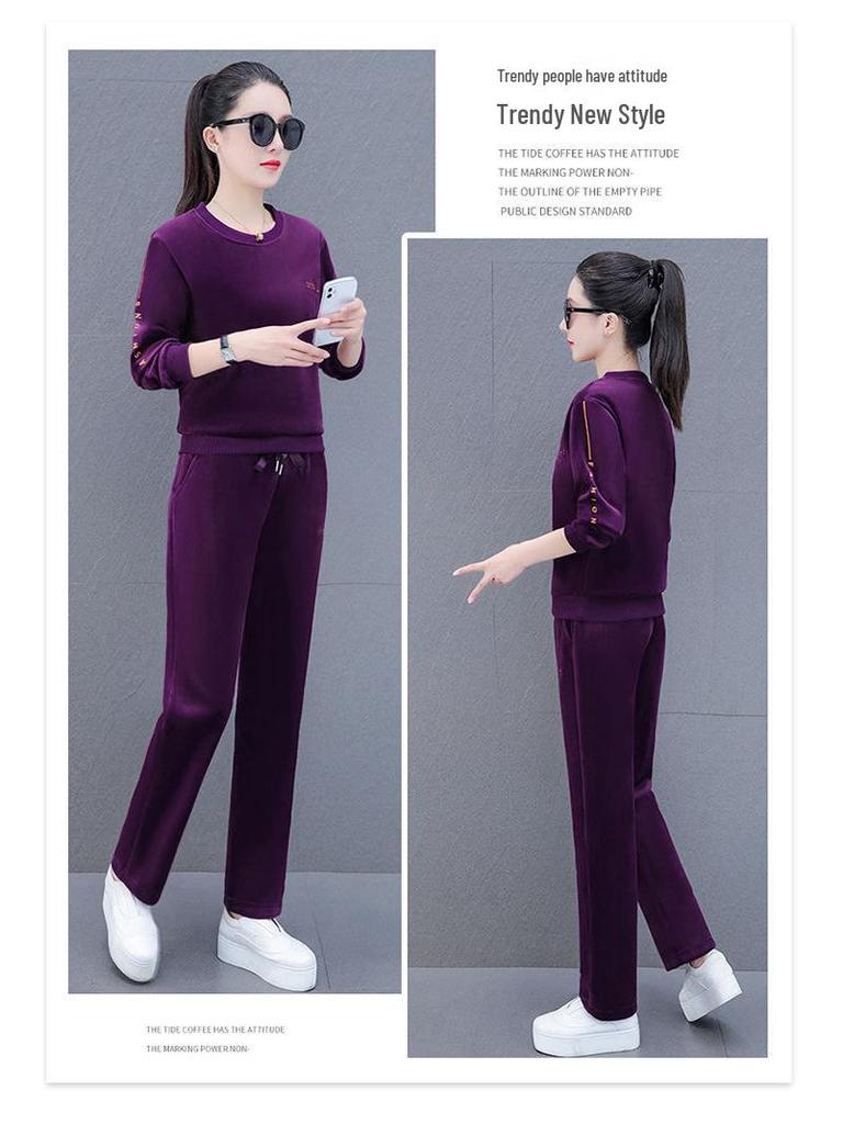 Dámská podzimní/zimní ležérní sportovní souprava: Módní, Omlazující, Volný, Zeštíhlující, S plus sametem, Zesílený dvoudílný.