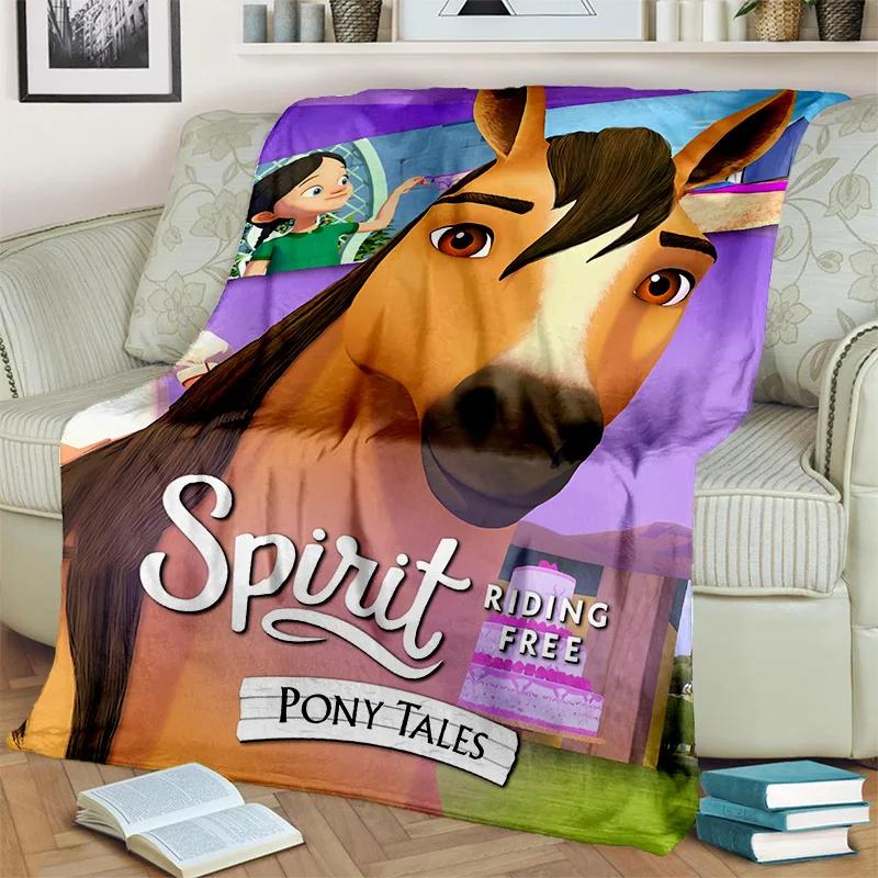 Coperta Cartoon Spirit a Cavallo con Cavalli Liberi, Morbida Coperta Plaid per Casa Camera da Letto Letto Divano Picnic Viaggio Ufficio Coperta per Bambini