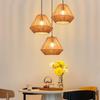 Dining Table Pendant Light - NETTLIFE - Vintage Bohemian - Rattan - E27 Socket - Black