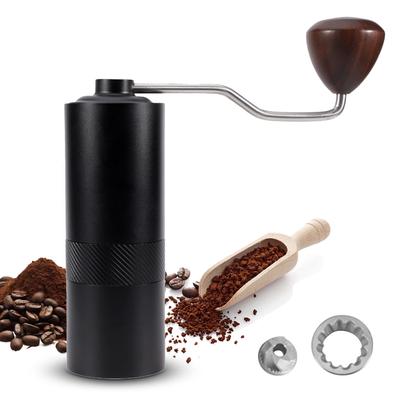 Moulin à café manuel avec manivelle ergonomique en bois 6 meules coniques numériques Degré de mouture