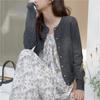 Retro gentle wind small gold buckle knitted sweater women's cardigan spring and autumn new thin women's jacket soft waxy versatile