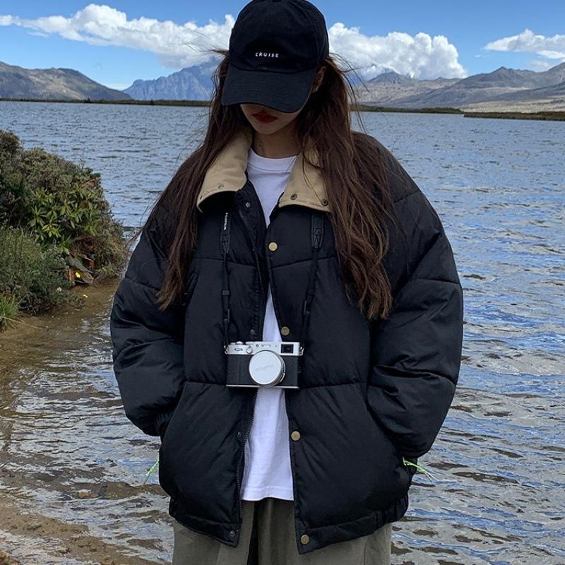 

Нишевое пуховое женское новое зимнее утолщенное пальто маленькое пуховое оверсайзное модное пуховое пальто XXL чёрный