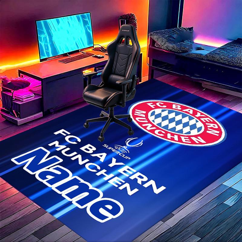 Custom Name Personalized FC Bayern Print Carpet, Versatile Home Decor Rug, for Playroom, Apartment, Balcony, Entryway, Hallway Gift