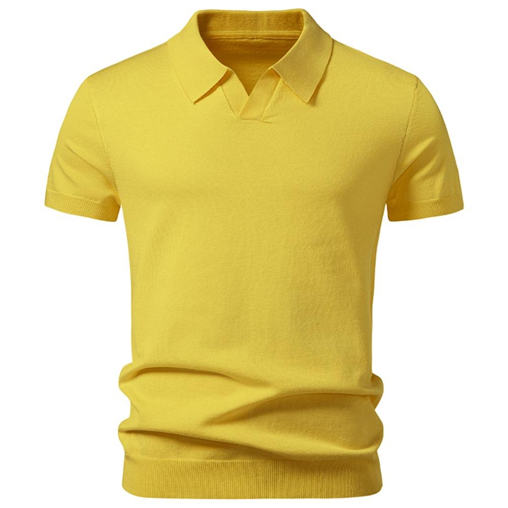 T-shirt en tricot à manches courtes et col en V pour homme - Style Business Casual - Été/Automne