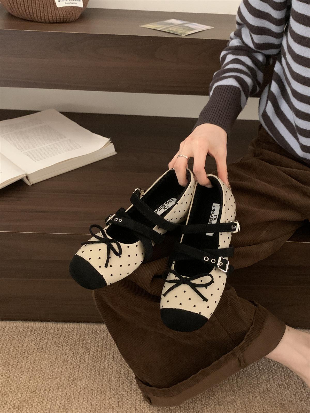 

2025 autumn and winter Korean leopard print cross belt buckle bow flat sole shoes fairy wind shallow mouth Mary Jane shoes 39