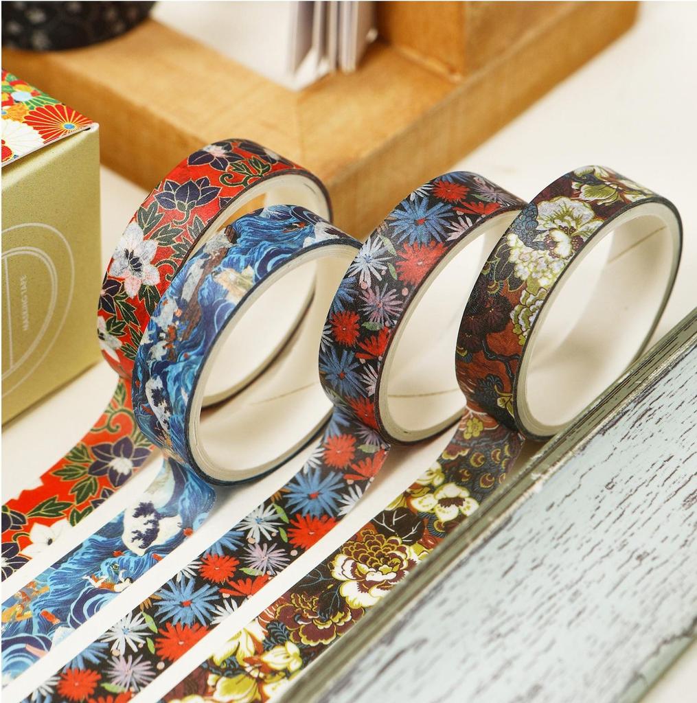 10 Rollen Kyoto Ukiyo-e Washi Tape Set Japanische Traditionelle Kunst Retro Welle Floralmuster Masking Tape für Tagebuch Album