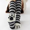 College Style Thicken Coral Fleece Cat Paw Calf Socks For Women Autumn Winter Warm Long Tube Socks Home Sleeping Floor Socks