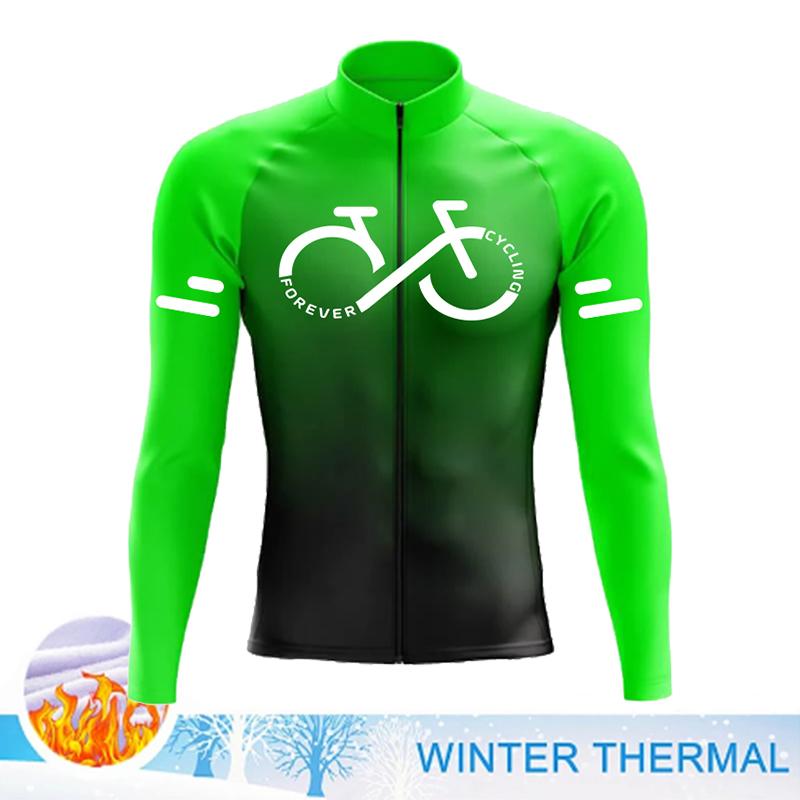 2025 Winter Gradient Color Cycling Jersey Men Winter Thermal Fleece Cycling Clothing MTB Sportswear Cycling Jacket Ropa Ciclismo