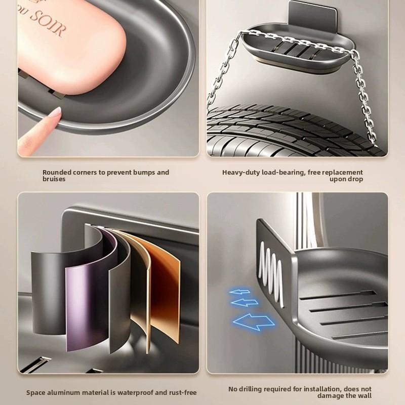 Badezimmer Lochfrei Wandmontiert Abnehmbare Wasserauffangschale Aufbewahrungsregal