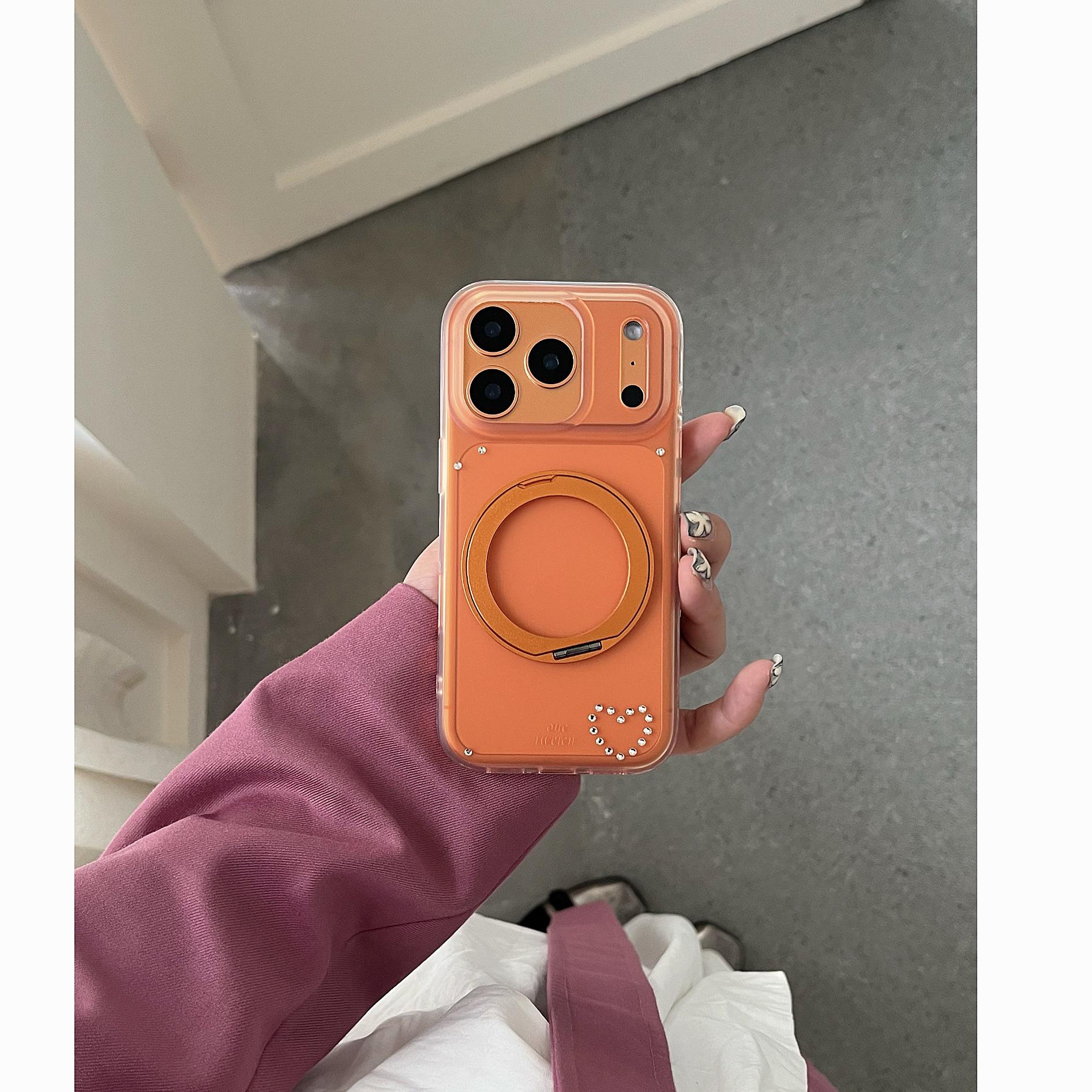 

Rhinestone Heart 360 Rotating Stand for iPhone 15/16/17 Pro Max Case Compatible for Couples iPhone 17