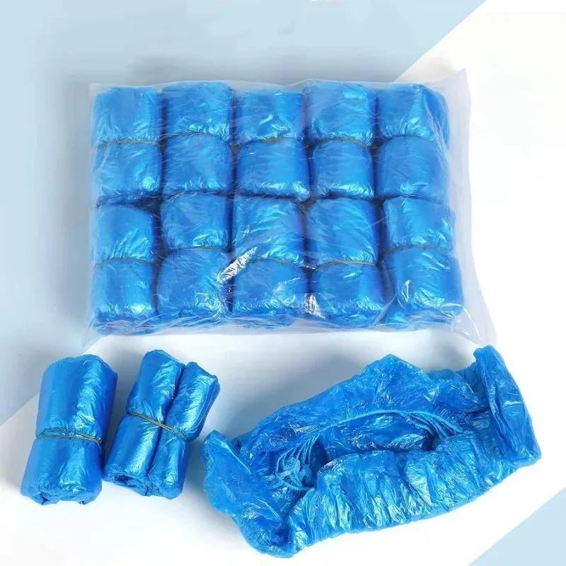100PCS Disposable Plastic Fabric Shoe Covers Portable Non-slip Rain Mud-proof Shoe Covers Wear Waterproof Boot Covers Overshoes
