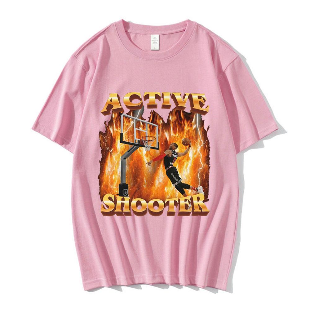 Tričko s vtipným memem Active Shooter Pánská móda Vintage Trička s krátkým rukávem Bavlna Ležérní Oversized Harajuku Trička