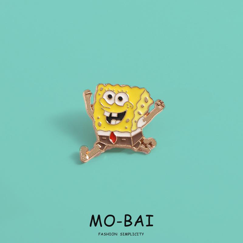 SpongeBob Cartoon Brooch & Keychain Set: Squidward, Patrick, Mr. Krabs