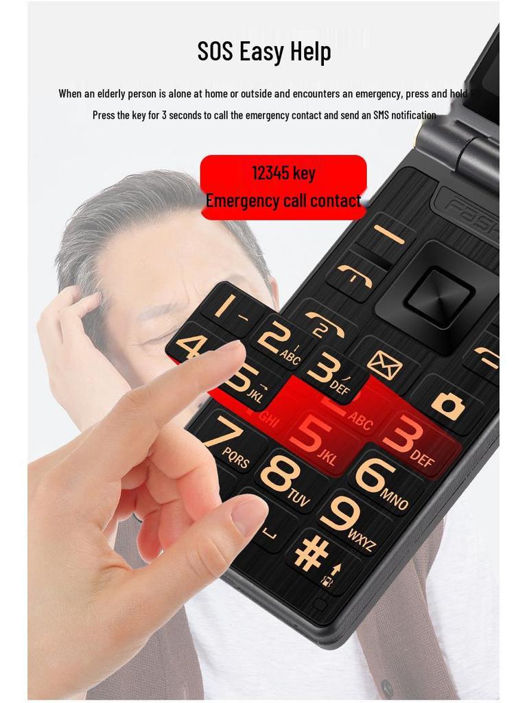 Yimi G10-C Business Flip Phone for Seniors: Large Buttons, Loud Sound, Big Font, Long Battery Life, Multi-language Support