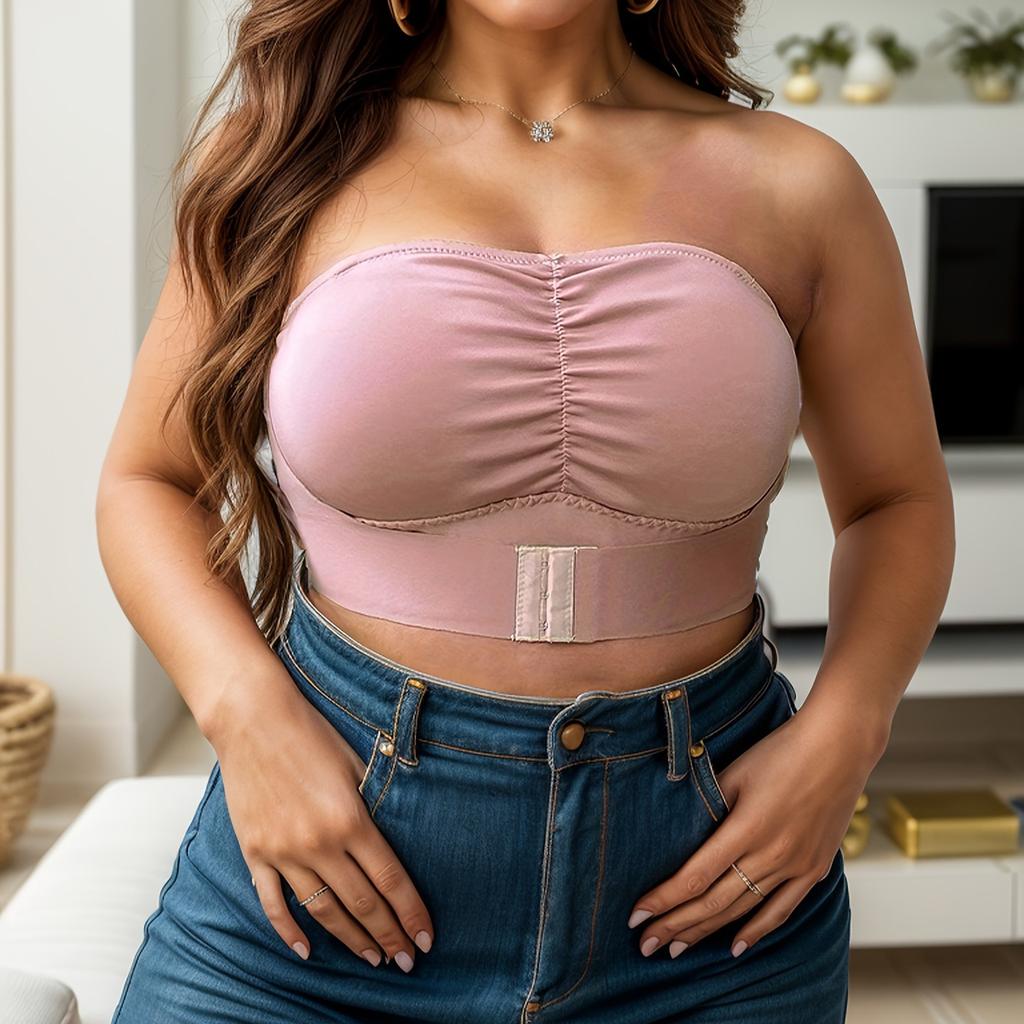 Strapless Lingerie for Women Anti Slip Gathered Strapless Front Button Beautiful Back Push Up Bra