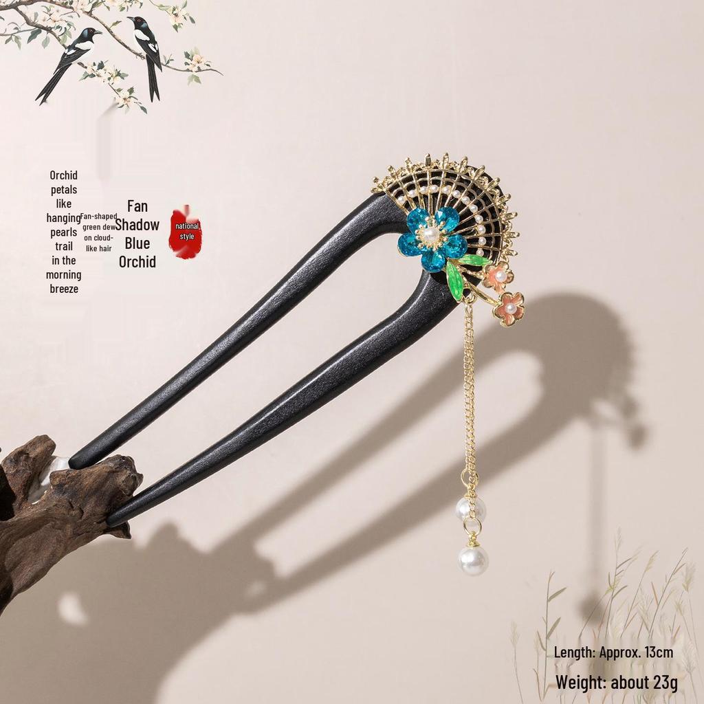 Elegant U-Shaped Tassel Hairpin: Ancient Chinese Style Floral Hair Accessory for Hanfu & Qipao Updos