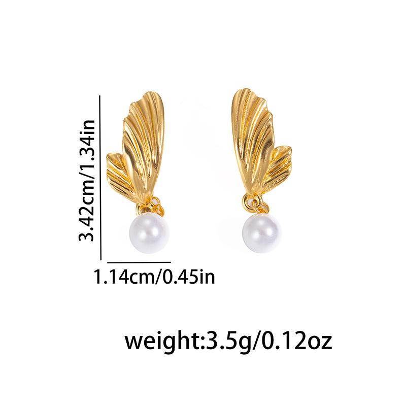 

Stainless Steel Flower Butterfly Geometry Pearl Earrings For Women Vintage French Niche Jewelry Gifts Wholesale