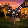 Metal Outdoor Garden Stake with Eagle and USA Design Featuring Faith Family and Freedom Text Suitable for Yard Decoration and Lawn Display