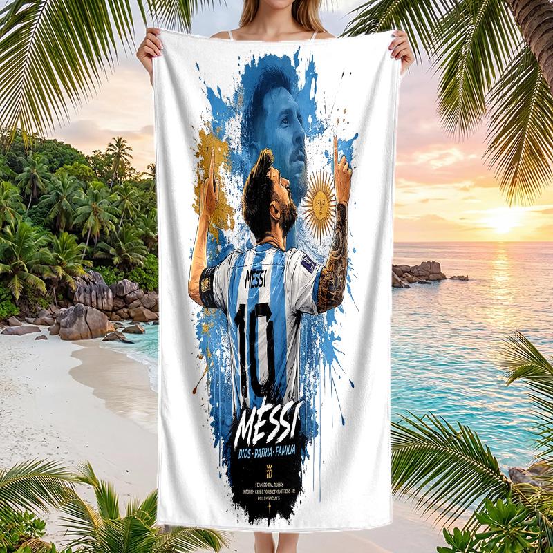 Lionel Messi Strandtuch Weiches Mikrofaser-Sommertuch Schnelltrocknendes Saugfähiges Handtuch für Strand, Schwimmbad, Reisen