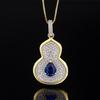 Fashionable Retro Color Treasure Necklace Gourd Pendant Inlaid With Zircon Emerald Collarbone Chain Women's Jewelry High-end