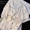 Summer Simulation Silk Striped Simple High-End Women'S Pajamas Cool Love Short-Sleeved Loungewear