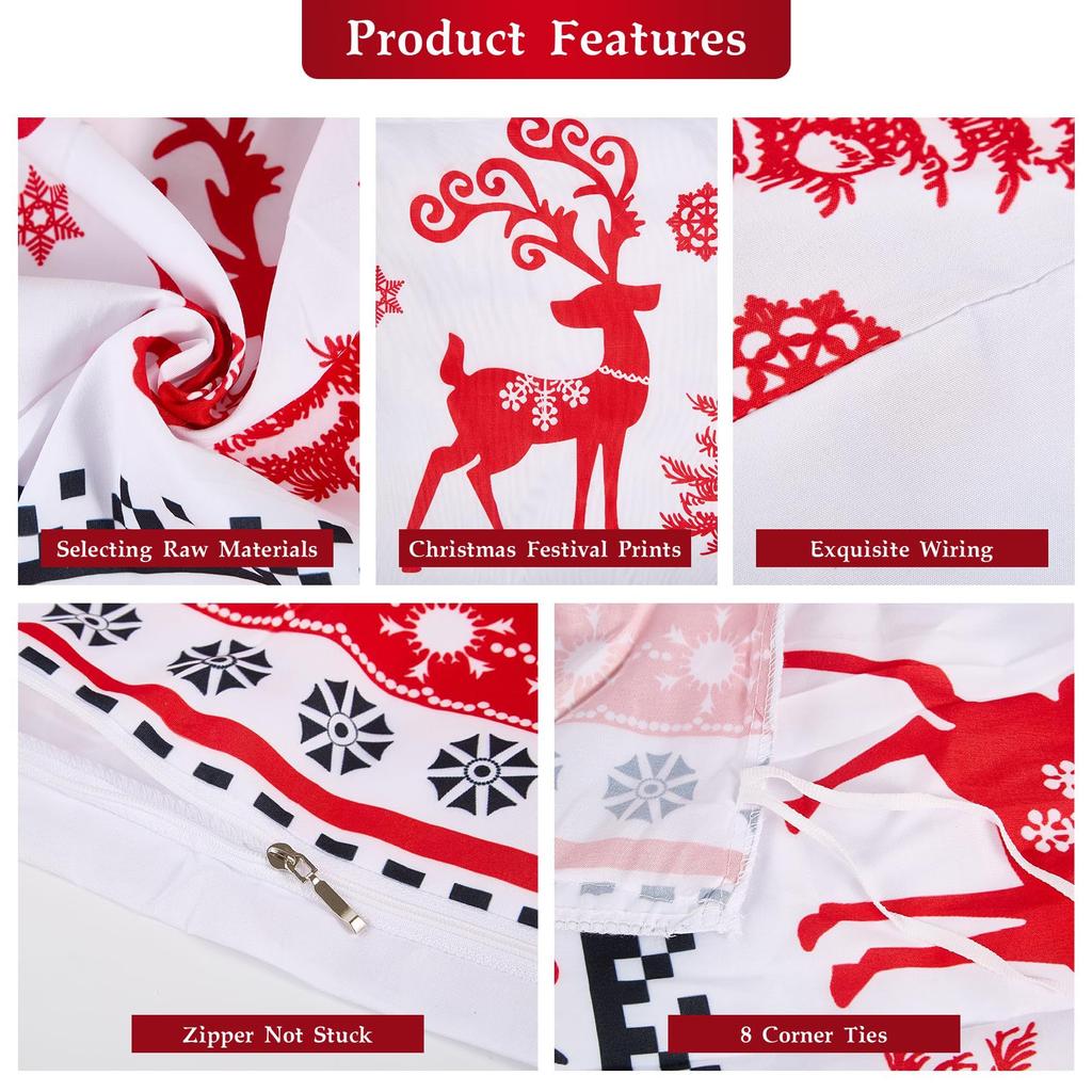 Christmas Three-Piece Quilt Cover Digital Printing Bedding Set Elk Christmas Tree Bed Cover