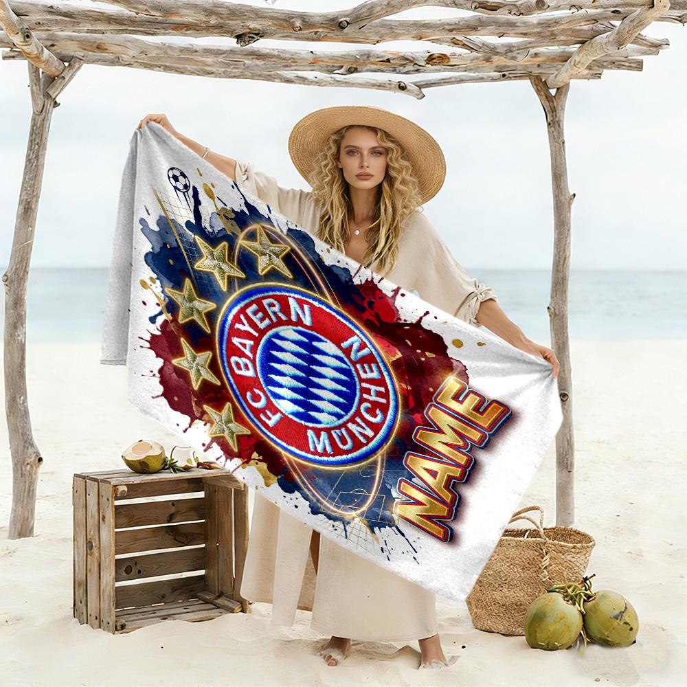Bayern Munich Fan Gear Personalized Text Beach Towel Super Soft Microfiber Quickdry Fabric Perfect for Traveling Yoga Camping and Swimming
