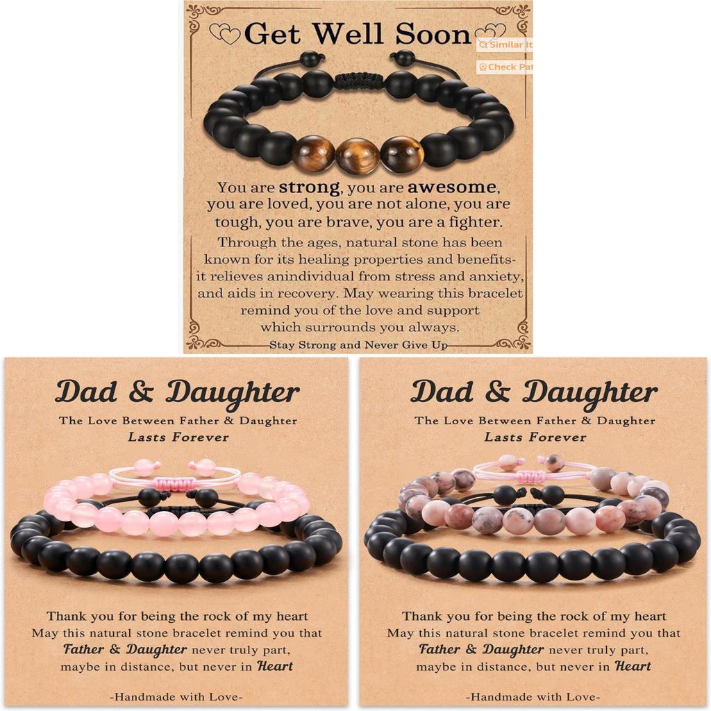 Geometric Crystal Black Matte Beaded Bracelet For Couples And Families Gift Set