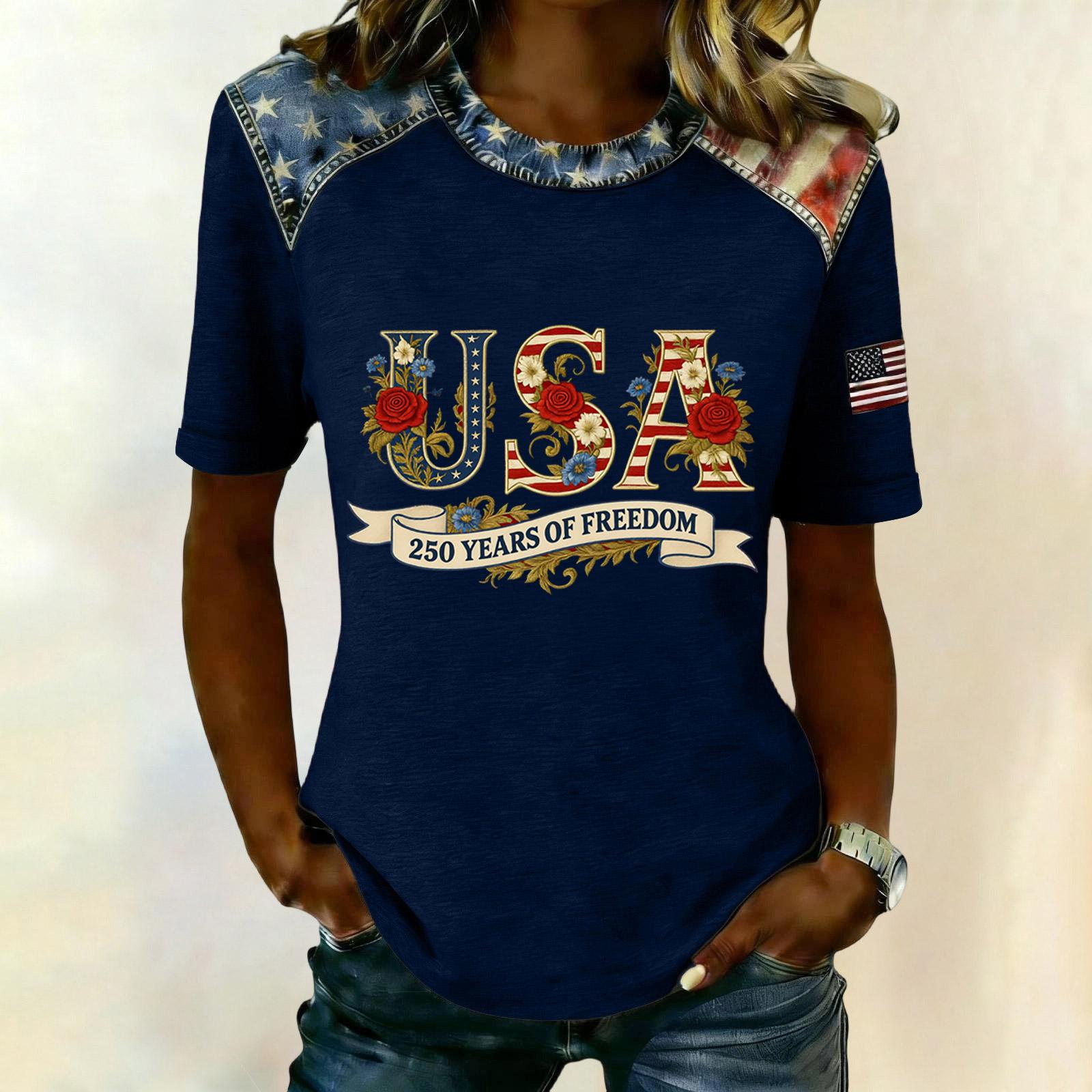 

Women s Stylish Casual Letter-printed Blouse M тёмно-синий