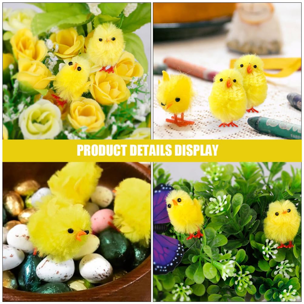 OSALADI 10 Pieces Mini Plush Easter Chicks, Small Plastic Stuffed Chickens, Flocked Chicken Toys for Crafts, Easter Chick Decorations, Party Favor
