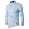 Spring and Summer New Men's Personality Oblique Button Irregular Embroidery Collar Long Sleeve Shirt