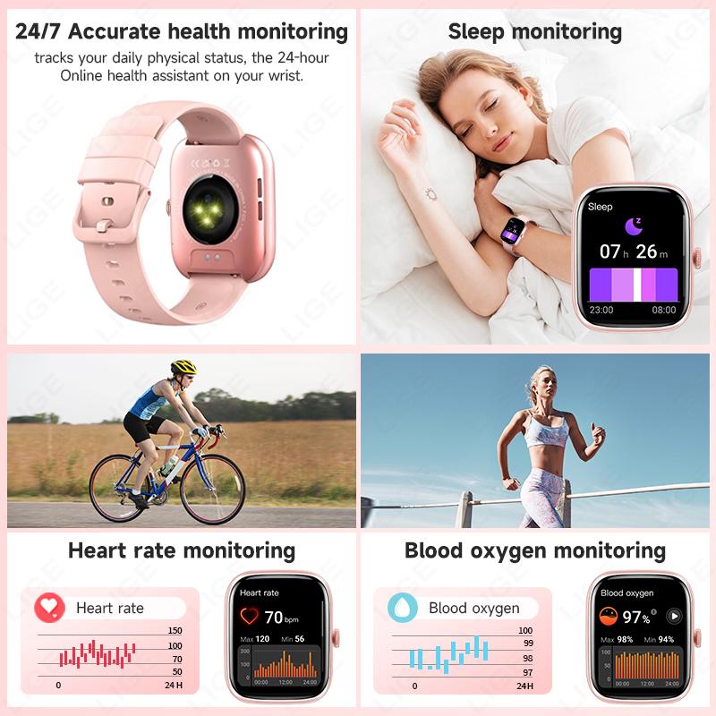 Smart Watch For Android iOS 1.96" Smartwatch Answer Make Call Waterproof Sports Fitness Tracker Heart Rate Sleep Monitoring