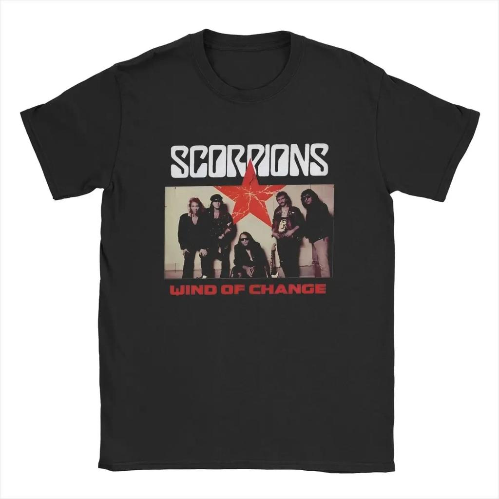 Men Scorpions Rock Band T Shirt Music Concert Tour Pure Cotton Merchandise Fashion Short Sleeve Crewneck Tee Unique TShirt