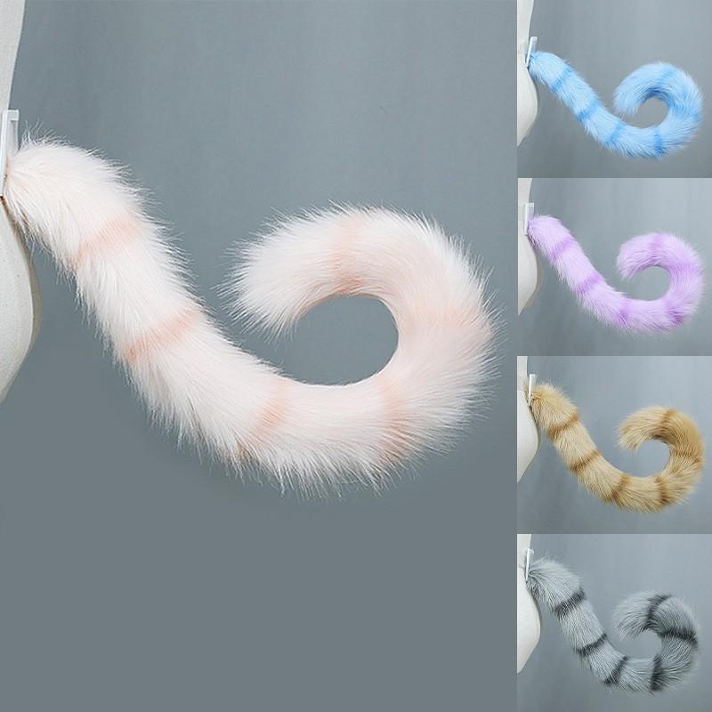 Set Fascia con Orecchie da Gatto in Peluche e Coda Costume Cosplay Festa Accessorio Tema Animale