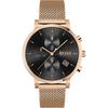 Integrity Black Dial Rose Gold-toned Stainless Steel Mesh Bracelet Men's Quartz Watch 1513808