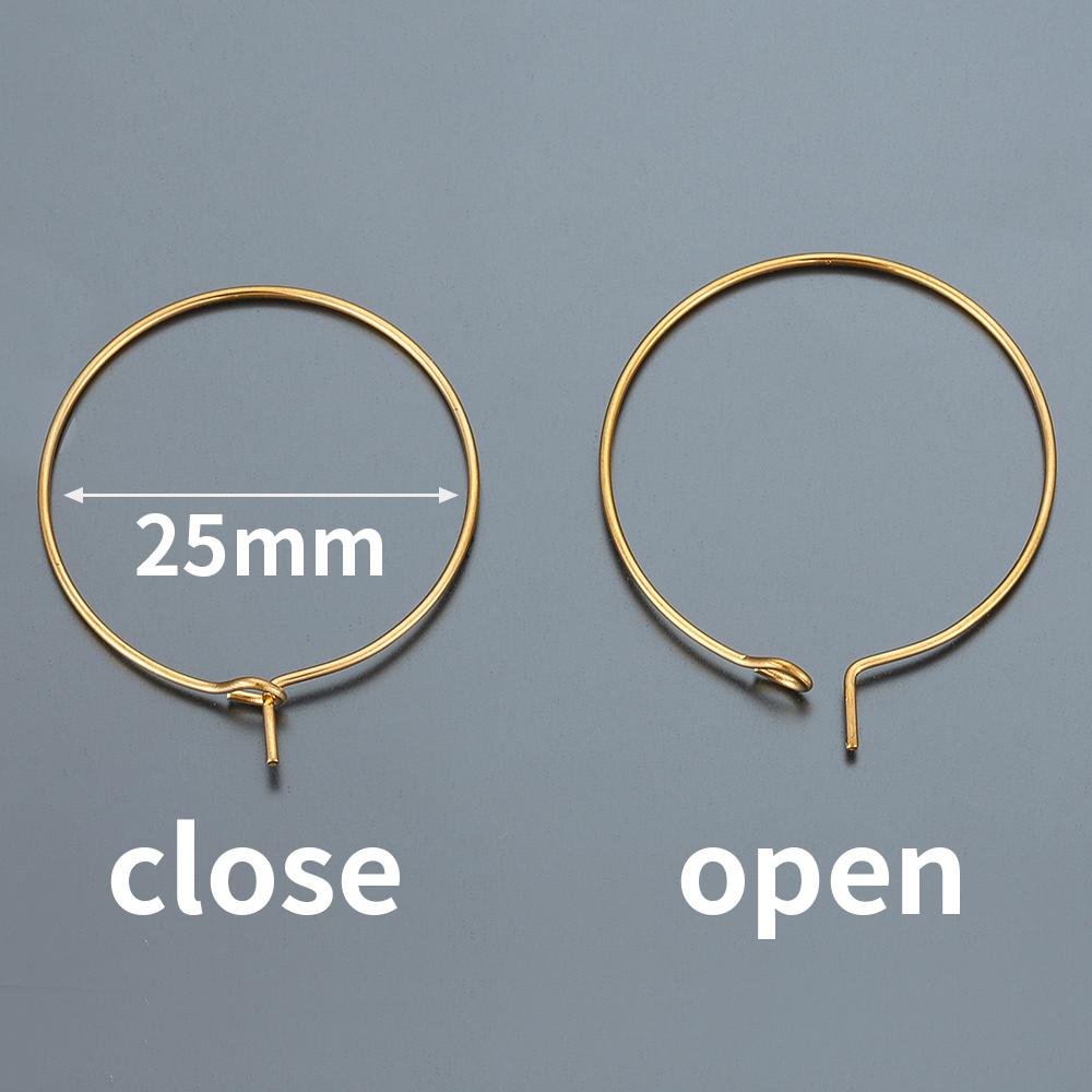 20pcs Stainless Steel Ear Wire Hoops Loop Earrings Big Circle Pendants Gold Color Dangle Drop Earring Jewelry Making DIY No Fade