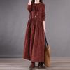 Cotton and Linen Dress Spring Autumn Style Printed Long-sleeved Slimming Retro Floral Temperament Casual Long Skirt