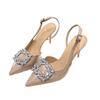 French sandals pointed stiletto high heels women's outer wear 2025 summer new bag head sandals flower rhinestone stiletto