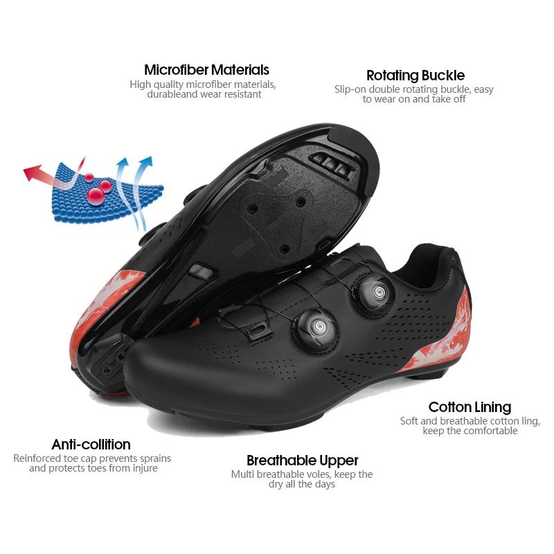 Professioanal Men Road Cycling Sneakers Bike Shoes SPD MTB Sole Flat Racing Speed Trail Mountain Bicycle Footwear Pedal Sports