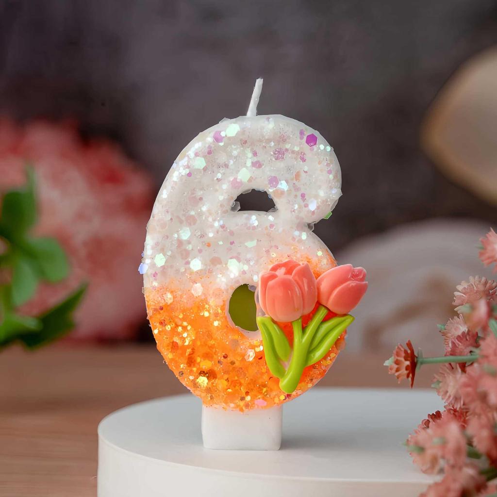 Creative DIY 0-9 Birthday Flower Candle for Cakes and Desserts
