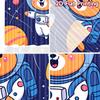 2D Flachdruck 2 Stück Fenstervorhänge Niedlicher Astronautenbär Weltraum Digital Bedruckt Polyester Vorhänge Saisonale Party- und Feiertagsdekoration