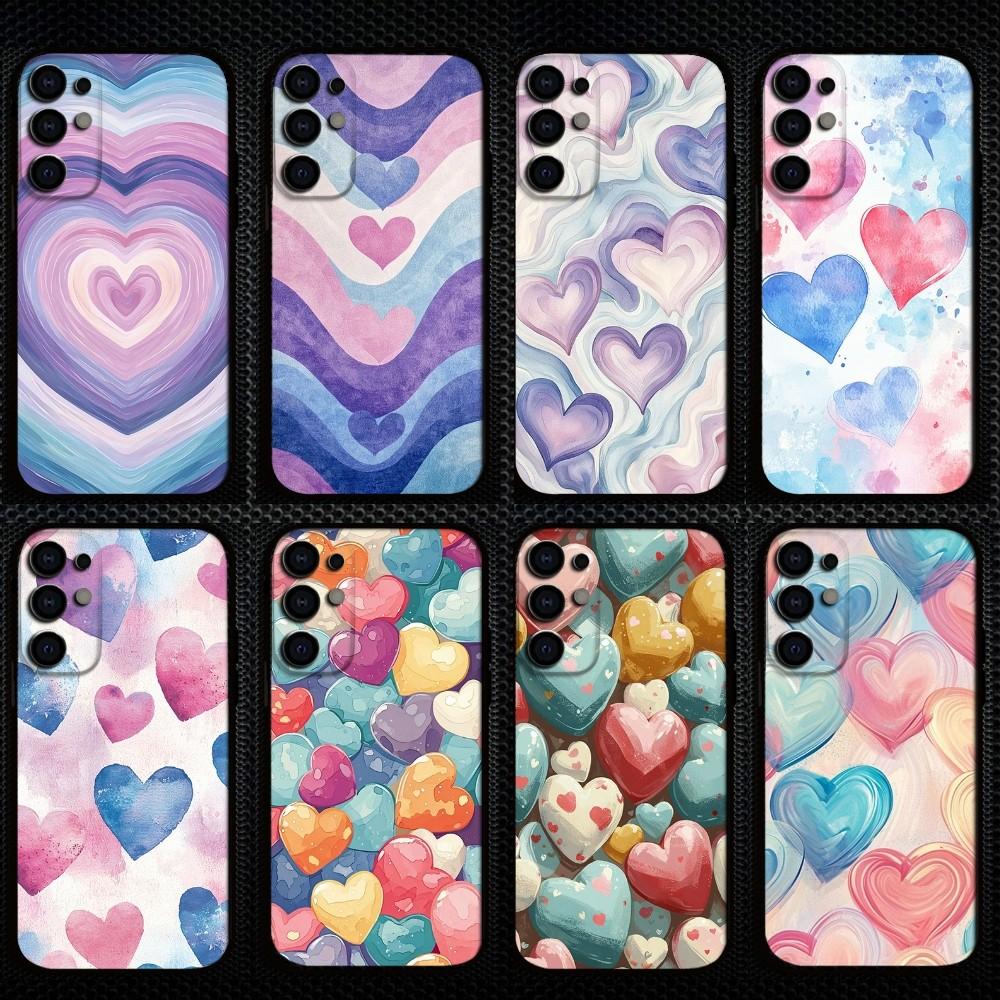 Süßes Herz Ästhetisches Muster Handyhülle Für Samsung S25/S24/S23/S22/S21/S20/Plus,Fe,Lite/Andere Schwarze Hülle