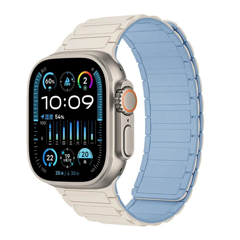 Silicone Strap for Apple Watch Band 49mm 46mm 42mm 45mm 44mm 41 40mm Bracelet iWatch Series 11 10 9 8 7 6 5 4 SE Ultra 3 2 49MM