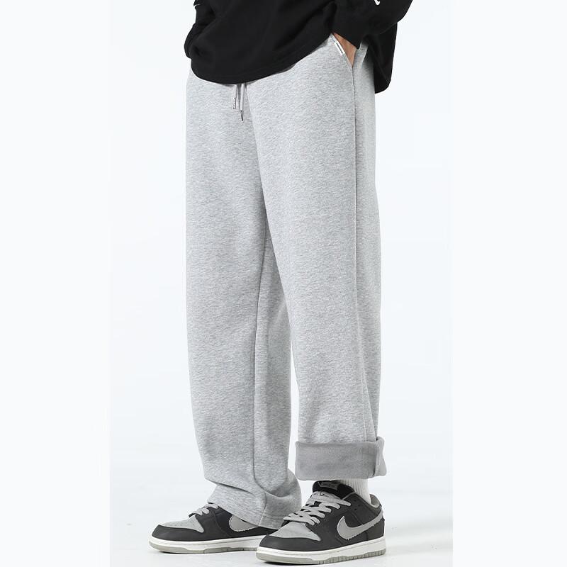 Fingercroxxit Men's Fleece-Lined Straight-Leg Casual Pants