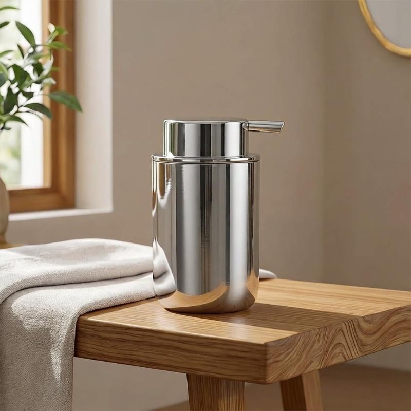 Stainless Steel Liquid Soap Dispenser Easy to Press Refillable Lotions Dispenser Bathroom Accessories Liquid Container
