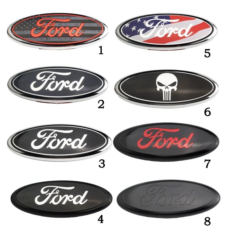 QJFO7 7/9 Inch  Car Front Grille Badge Trunk Cover Sticker Decal For Ford Logo Fiesta ST Fusion Explorer Escape Shelby Edge Kuga MK6