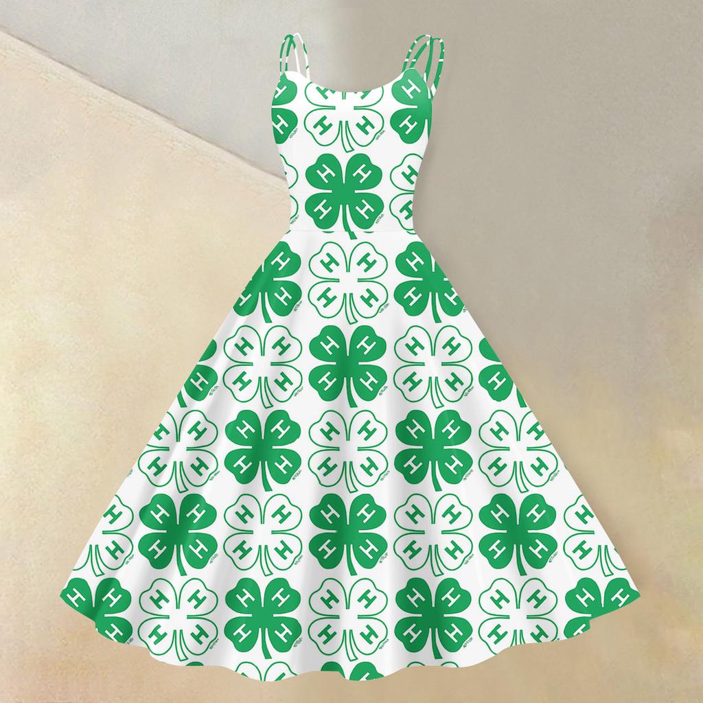 Women's St. Patrick's Day Print Sexy Off-Shoulder Punk Retro Dress